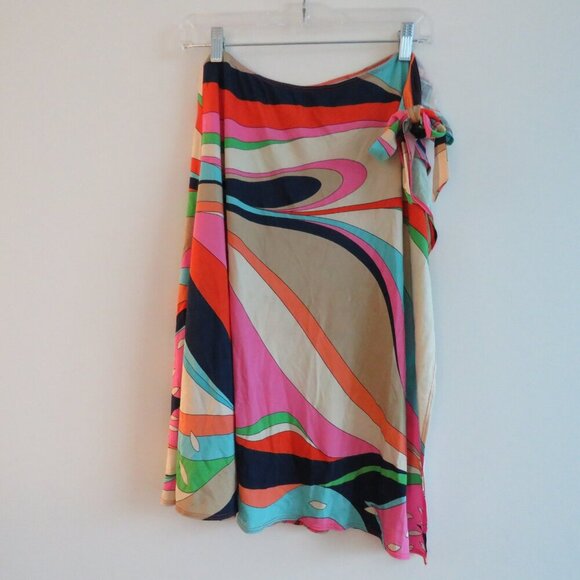 TRINA TURK Multicolor Retro Stretch Swim Cover Up Tie Skirt Vacation Resort Sz S - Picture 13 of 15